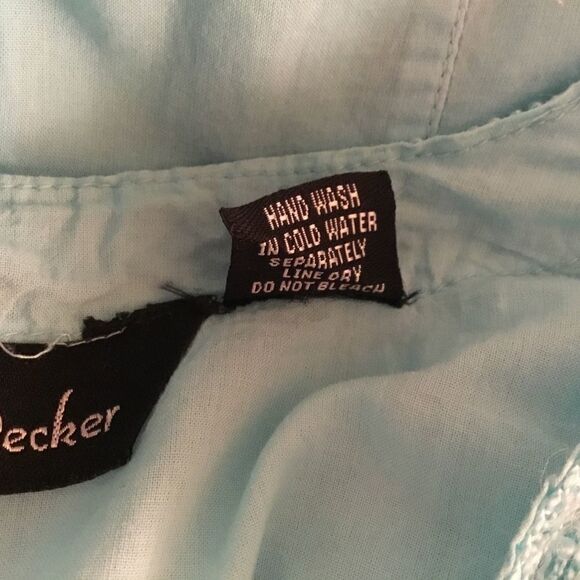 Double Decker Women’s Size Plus Light Turquoise Tunic Top with Embroidery Detail - Picture 11 of 11